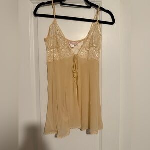 Victoria's Secret Cream Lace Mesh Babydoll Tank Top - Medium
